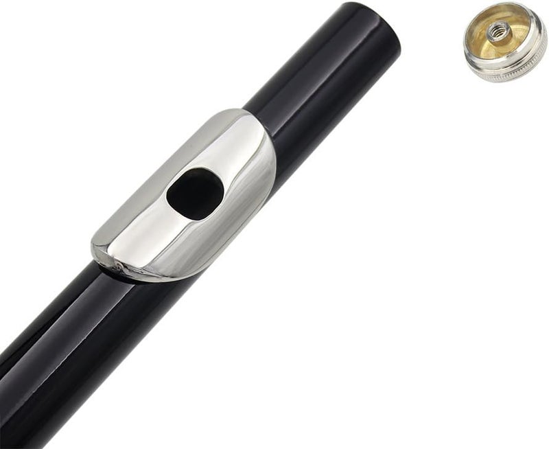 CCeCCe 2 Pack C Flute Head Crown Replacement Parts Nickel Silver Plated Flutes Headjoint Screw Cover End Cap for Flute Head Joint Mouthpiece Cork Plugs 16 Keys Closed Hole C Flutes Orchestra - Image 3